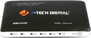 J-Tech Digital JTD0104/4K Most Advanced 4 Ports HDMI 1X4 Powered Splitter Support Ultra HD 4K 3840 A 2160 Resolution and 3D