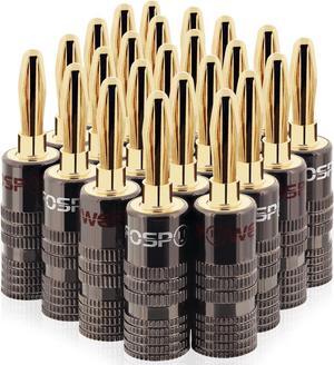 FosPower Banana Plugs 12 Pairs / 24 pcs, Closed Screw 24K Gold Plated Speaker Plug Connectors for Speaker Wire, Wall Plate, Home Theater