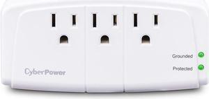 cyberpower csb300w essential surge protector, 900j/125v, 3 outlets, wall tap