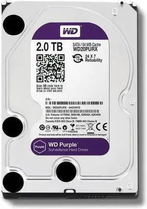 WD Purple 2TB Surveillance Hard Disk Drive - 5400 RPM Class SATA 6 Gb/s 64MB Cache 3.5 Inch - WD20PURX [Old Version]