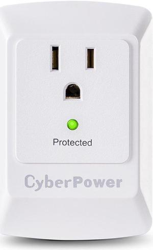 cyberpower csb100w essential surge protector, 900j/125v, 1 outlet, wall tap