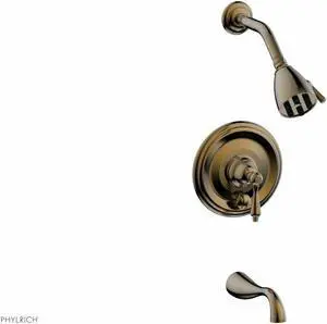 Phylrich REVERE & SAVANNAH Pressure Balance Tub and Shower Set - Antique Brass