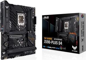 ASUS TUF Gaming Z690-PLUS D4 LGA 1700 ATX Motherboard, 15 DrMOS, PCIe 5.0, DDR4 RAM, Four M.2 Slots, 2.5 Gb Ethernet, Front USB 3.2 Gen 2 Type-C, Thunderbolt 4 Support and RGB Lighting