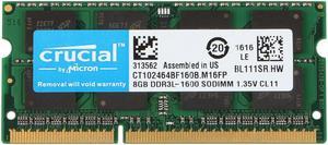 Micron Ram AA160D3SL/8G 8GB DDR3-1600MHZ SODIMM (Crucial CT102464BF160B Equivalent)