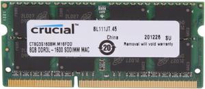 Crucial Laptop Memory Mac CT8G3S160BM 8GB 2RX8 DDR3L 1600Mhz(PC3 12800) 204-Pin 1.35V SODIMM RAM For HP Pavilion Mini 300-030ng