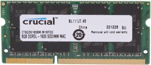 Crucial CT8G3S160BM ram Memory DDR3 DDR3L 8GB 1600MHz PC3L-12800 Dual Rank 2Rx8 1.35V CL11 204-Pin SODIMM Module Notebook Memory for laptops Compatibel with Intel AMD and Mac Computer