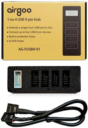Airgoo Internal USB Hub, 9-Pin USB 2.0 Header Splitter - 1 to 4 Ports Airgoo Internal USB Hub, 9-Pin USB 2.0 Header Splitter - 1 to 4 Ports
