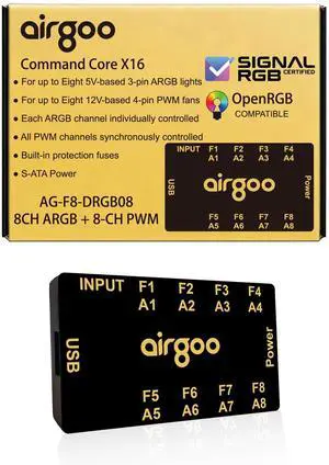 Airgoo 2-in-1 8-CH ARGB Controller & PWM Fan Hub Support SignalRGB OpenRGB Airgoo 2-in-1 8-CH ARGB Controller & PWM Fan Hub Support SignalRGB OpenRGB