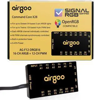Airgoo 2-in-1 16-CH ARGB Controller & PWM Fan Hub Support SignalRGB OpenRGB Airgoo 2-in-1 16-CH ARGB Controller & PWM Fan Hub Support SignalRGB OpenRGB