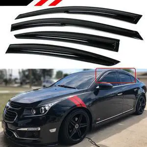 FOR 2009-2015 CHEVY CRUZE DARK SMOKE 3D WAVY WINDOW VISOR RAIN GUARD DEFLECTOR