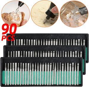 90Pcs 1/8" Diamond Burr Bits Drill Set Rotary Multi Tool Accessories For Dremel