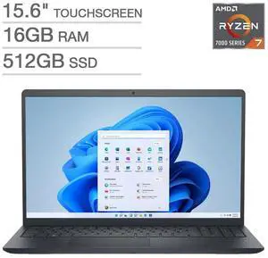 Dell Inspiron 15.6" Touchscreen Laptop, AMD Ryzen 7 7730U, 16GB DDR4, 512GB SSD, Windows 11 Home, i3535-A813BLK-PUS