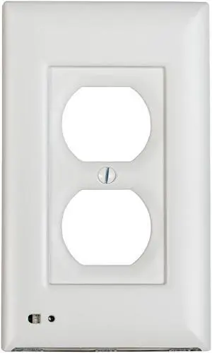 briteOWL White Duplex Lighted Outlet Cover, with backup light for power failures and optional dusk to dawn lighting.