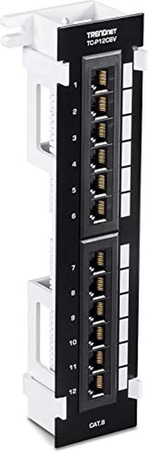 TRENDnet 12-Port Cat6 Unshielded Patch Panel, TC-P12C6V, Wall Mount, Included 89D Bracket, Vertical or Horizontal Installation, Compatible w/ Cat5e & Cat6 RJ45 Cabling, 110 IDC Type Terminal Blocks