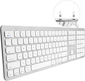 Macally USB Wired Keyboard for Mac - Compatible Apple Keyboard with USB Hub (2X Ports) - Full-Size Mac Keyboard with Number Pad - Plug & Play for MacBook Pro/Air, iMac - Aluminum Frame