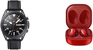 Samsung Galaxy Watch 3 (45mm, GPS, Bluetooth, Unlocked LTE) Smart Watch - Mystic Black with Samsung Electronics Galaxy Buds Live, T, Mystic Red
