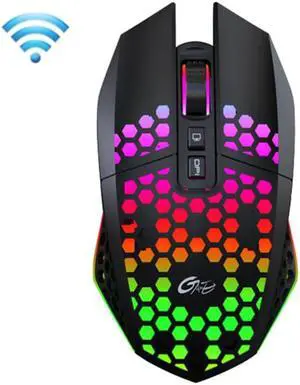 FMOUSE  X801 8 Keys 1600DPI Hollow Luminous Gaming  Office Mouse,Style: Black Wireless Rechargeable Black Wireless Rechargeable