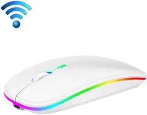 3 Keys RGB Backlit Silent Bluetooth Wireless Dual Mode Mouse (White)