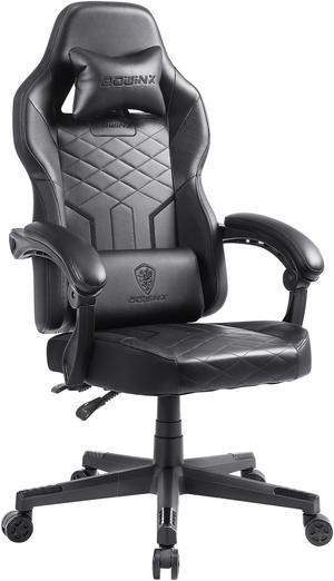 Dowinx Gaming Chair with Pocket Spring Cushion Ergonomic Computer Chair High Back Reclining Massage Game Chair Pu Leather 350LBS Black