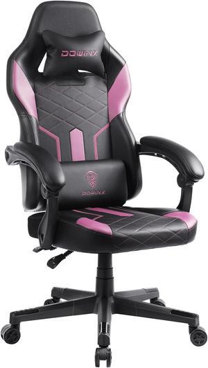 Dowinx Gaming Chair with Pocket Spring Cushion, Ergonomic Computer Chair High Back, Reclining Massage Game Chair Pu Leather 350LBS, Purple