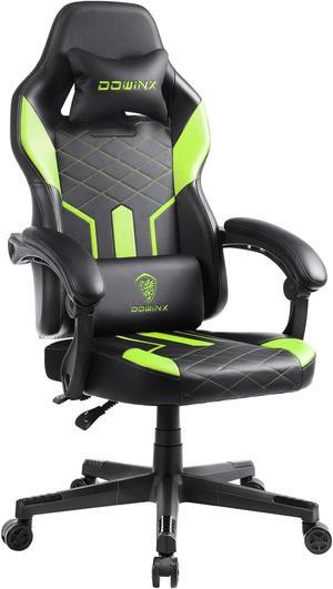 Dowinx Gaming Chair with Pocket Spring Cushion, Ergonomic Computer Chair High Back, Reclining Massage Game Chair Pu Leather 350LBS, Green