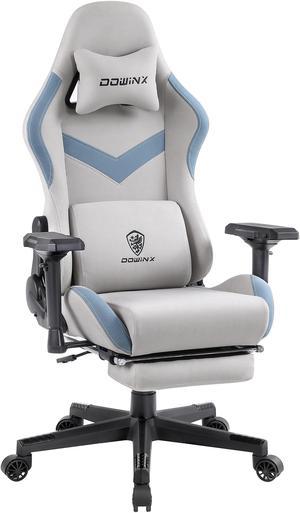 Dowinx Gaming Chair Breathable Fabric Office Chair with Pocket Spring Cushion and 4D Armrest, High Back Ergonomic Computer Chair Swivel Task Chair with Footrest and Massage Lumbar Support (Grey)