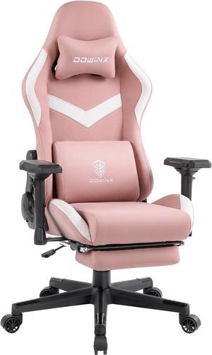 Dowinx Gaming Chair Breathable Fabric Office Chair with Pocket Spring Cushion and 4D Armrest, High Back Ergonomic Computer Chair with Massage Lumbar Support Task Chair with Footrest Pink