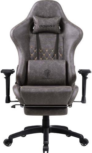Dowinx Gaming Chair with Massage Lumbar Support High Back 4D Armrest Adjustable Computer Chair with Footrest Swivel Office PC Chair, Brown