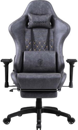 Dowinx Gaming Chair with Massage Lumbar Support High Back 4D Armrest Adjustable Computer Chair with Footrest Swivel Office PC Chair, Grey