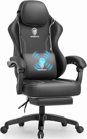 Dowinx Gaming Chair with Pocket Spring Cushion, Ergonomic Computer Chair with Footrest and Lumbar Support for Office or Gaming, Black