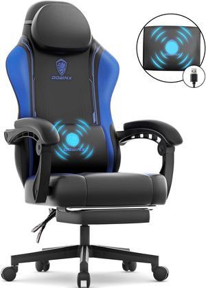 Dowinx Gaming Chair with Pocket Spring Cushion, Ergonomic Computer Chair with Footrest and Lumbar Support for Office or Gaming, Blue