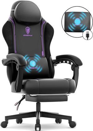 Dowinx Gaming Chair with Pocket Spring Cushion, Ergonomic Computer Chair with Footrest and Lumbar Support for Office or Gaming, Purple