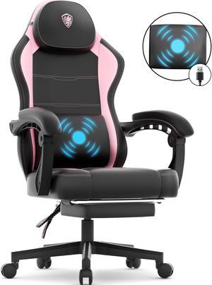 Dowinx Gaming Chair with Pocket Spring Cushion, Ergonomic Computer Chair with Footrest and Lumbar Support for Office or Gaming, Pink