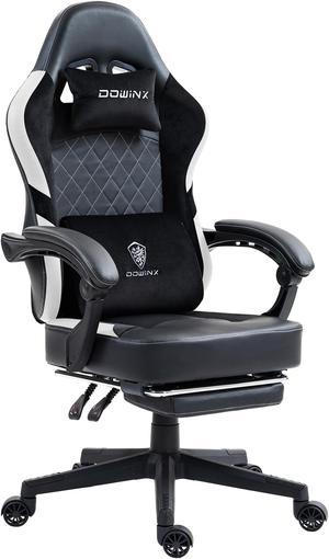 Dowinx Gaming Chair with Pocket Spring Cushion, Ergonomic  Computer Chair with Footrest, High Back Game Chair with Massage Lumbar Support for Office Home, White Black