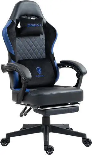 Dowinx Gaming Chair with Pocket Spring Cushion, Ergonomic  Computer Chair with Footrest, High Back Game Chair with Massage Lumbar Support for Office Home, Black Blue