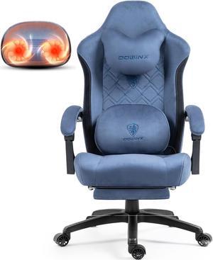 Dowinx Gaming Chair Fabric with Heated Shiatsu Massage Lumbar, Big and Tall Game Chair Breathable with Footrest and Pocket Spring Cushion, High Back Computer Chair for Adult, Blue Dowinx Gaming Chair Fabric with Heated Shiatsu Massage Lumbar, Big and Tall Game Chair Breathable with Footrest and Pocket Spring Cushion, High Back Computer Chair for Adult, Blue