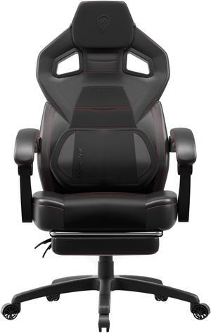 Dowinx Fabric Gaming Chair with Footrest - Big and Tall, Wide Back Gamer Chair with Massage for Adults, 300lbs Capacity, Black