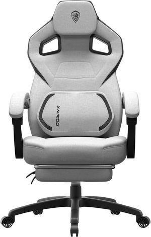 Dowinx Fabric Gaming Chair with Footrest - Big and Tall, Wide Back Gamer Chair with Massage for Adults, 300lbs Capacity, Grey Fabric