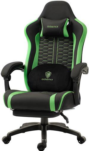 Dowinx Gaming Chair with Heated Massage Lumbar Support, Ergonomic Gaming Computer Chair with Pocket Spring Cushion and Footrest, Recliner High Back PC Chair for Adult, 330lbs,LS-MB3704 Green