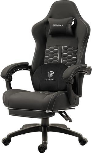Dowinx Gaming Chair with Heated Massage Lumbar Support, Ergonomic Gaming Computer Chair with Pocket Spring Cushion and Footrest, Recliner High Back PC Chair for Adult, 330lbs,LS-MB3701 Black