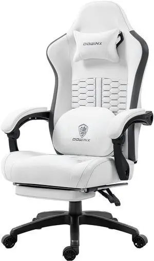 Dowinx Gaming Chair with Heated Massage Lumbar Support, Ergonomic Gaming Computer Chair with Pocket Spring Cushion and Footrest, Recliner High Back PC Chair for Adult, 330lbs,LS-MB3702