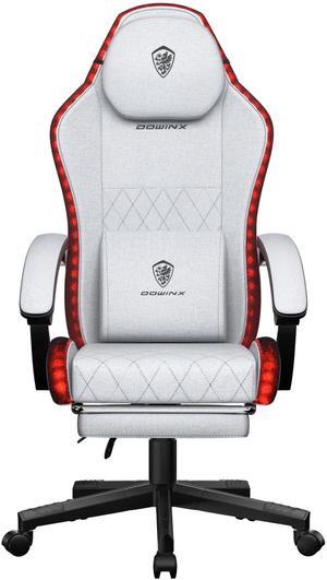 Dowinx Gaming Chair with RGB Lights, LED Gaming Chair with Footrest for Adults, Video Game Chair Fabric Grey, Ergonomic Gaming Chair with Massage Lumbar Support,LS-66LED03B02 Grey