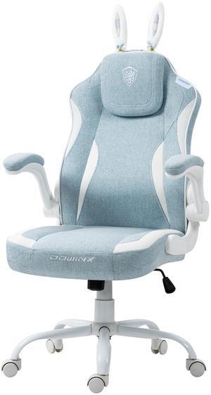 Dowinx Gaming Chair with Cute Bunny Ears, Ergonomic Computer Chair for Adult, Game Chair Cloth for Girl, Teen,LS-665101,Blue