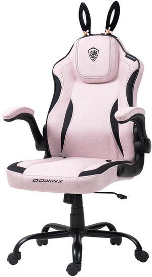 Dowinx Gaming Chair with Cute Bunny Ears, Ergonomic Computer Chair for Adult, Game Chair Cloth for Girl, Teen, LS-665101,Pink
