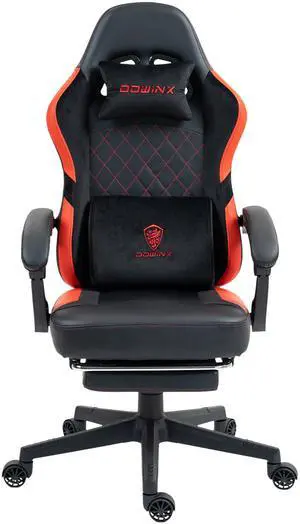 Dowinx Gaming chair with Pocket SpringCushion, Ergonomic Computer chair withFootrest, High Back Game chair withMassage Lumbar support for Office Home,Black / Red
