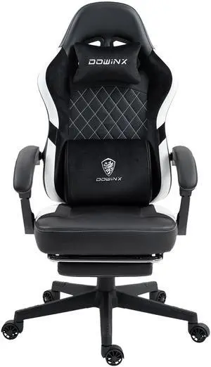 Dowinx Gaming chair with Pocket SpringCushion, Ergonomic Computer chair withFootrest, High Back Game chair withMassage Lumbar support for Office Home,Black / White Dowinx Gaming chair with Pocket SpringCushion, Ergonomic Computer chair withFootrest, High Back Game chair withMassage Lumbar support for Office Home,Black / White