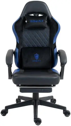 Dowinx Gaming chair with Pocket SpringCushion, Ergonomic Computer chair withFootrest, High Back Game chair withMassage Lumbar support for Office Home,Black / Blue