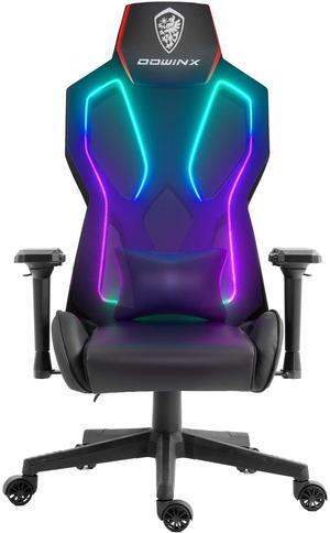 Dowinx RGB Gaming Chair with LED Lights, Ergonomic Computer Chair for Adults, Reclining Chair,  Headrest,4D Arms ,Video Game Chair with Adjustable Lumbar Suppor(Black Red),LS-66LED02