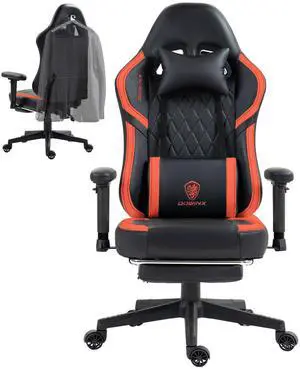 Dowinx Ergonomic Gaming Chair with Lumbar Support, High-Quality Breathable PU Leather for Durability, Adjustable Features for Personalized Comfort, Budget Friendly Game Chair, Red