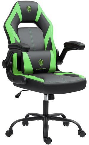 Dowinx Gaming Chair, Breathable PU Leather Gamer Chair with Pocket Spring Cushion, Adjustable Swivel Task Chair ,Ergonomic Computer Chair with  Lumbar Support,LS-666105 Black / Green